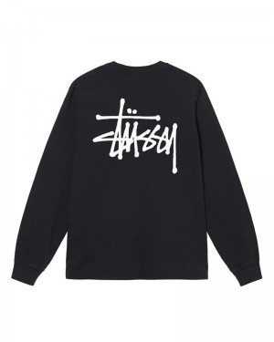Stussy Basic Stüssy Pigment Dyed LS Tricko Čierne | SK-32GVZPUSE
