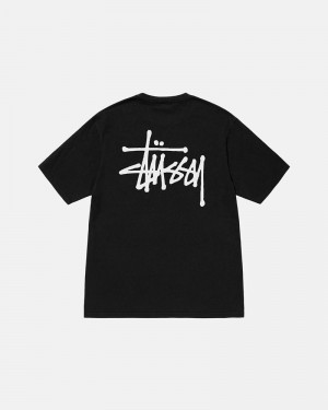 Stussy Basic Stüssy Pigment Dyed Tricko Čierne | SK-01MRUVBYF
