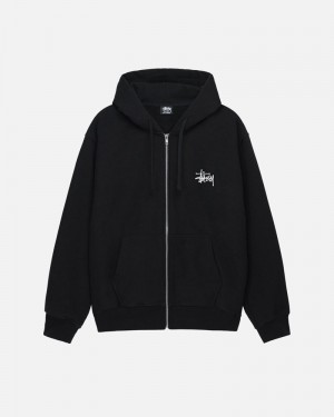 Stussy Basic Stüssy Zip Mikina s Kapucnou Čierne | SK-09RYVQZJS