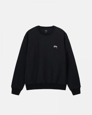 Stussy Overdyed Stock Logo Crew Mikina Čierne | SK-02QLEZTBK