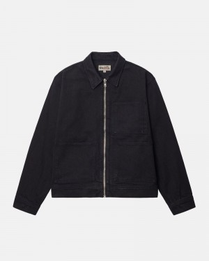 Stussy Zip Pracovná Overdyed Bunda Čierne | SK-03TQZUXHW